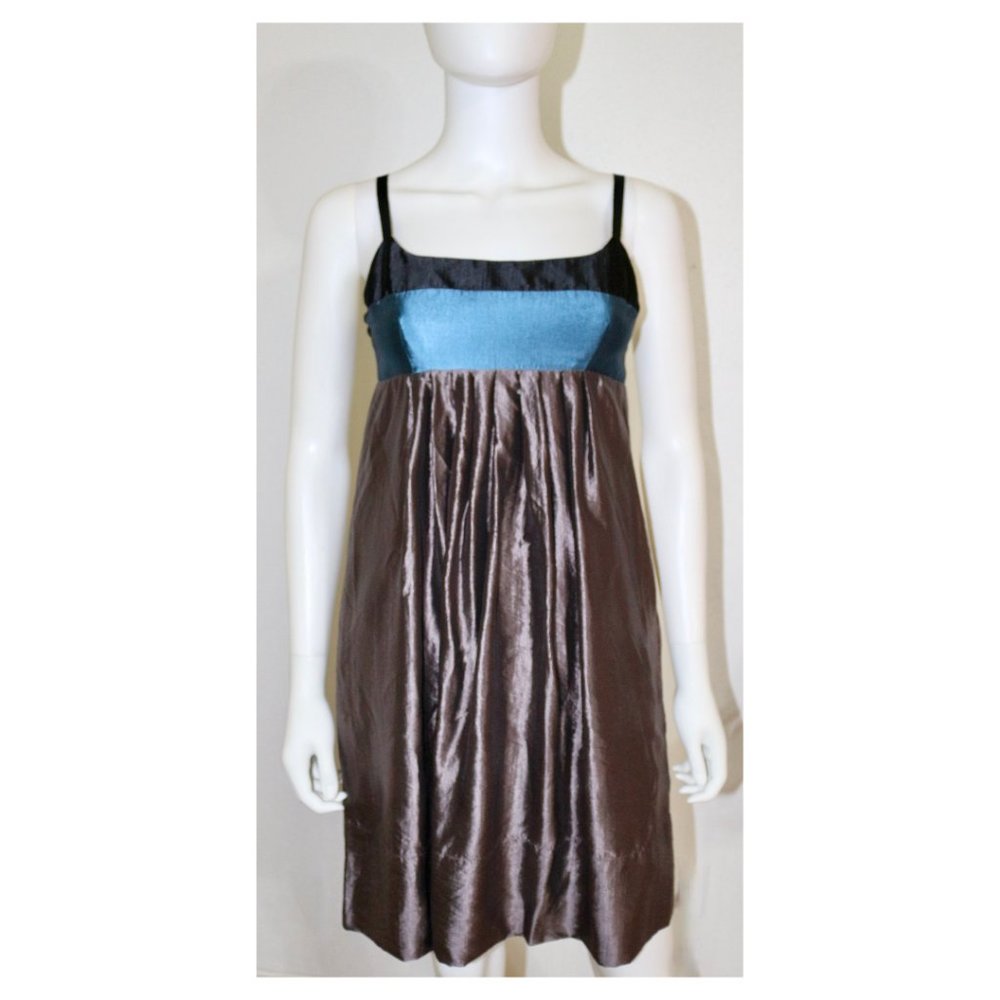 BCBG MAXAZRIA Pewter and Blue Party Cocktail Dress NWOT